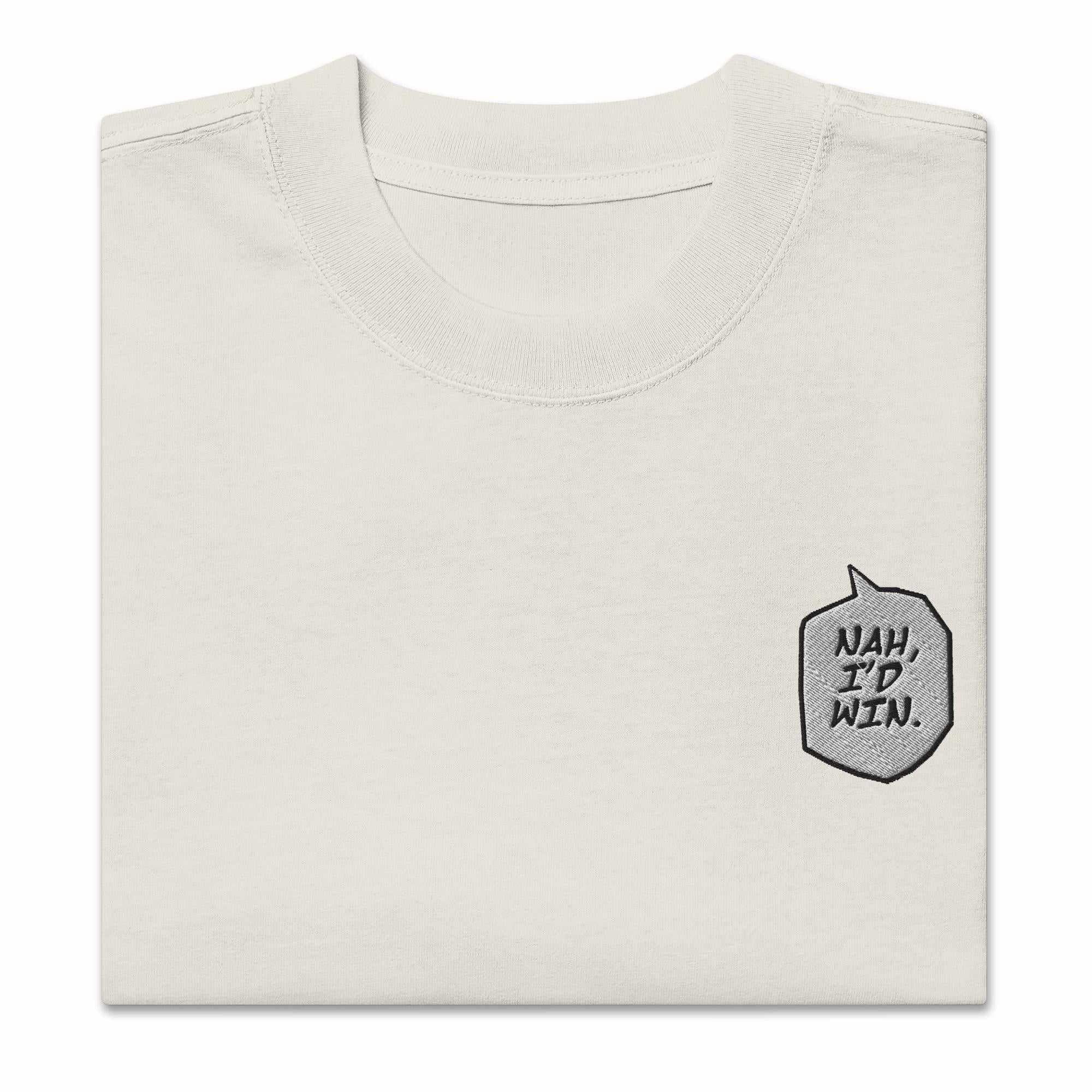 Nah, I'd Win - Embroidery Oversized Heavy Tee - Image 3